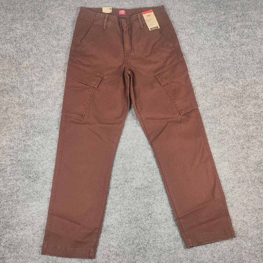 Levis XX Cargo Taper Pants Mens 29x30 Brown Stretch Canvas Relaxed Fit Workwear